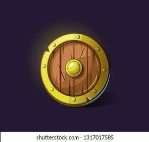 Vector icon shield. Game subject, thing, object, item. Game concept and design. Design element. Magical magic. Game assets and tile. Symbol of protection and security. Fantasy, fiction style. 
