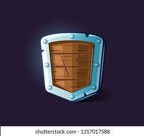 Vector icon shield. Game subject, thing, object, item. Game concept and design. Design element. Magical magic. Game assets and tile. Symbol of protection and security. Fantasy, fiction style. 
