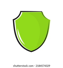 Icono vector del escudo. Símbolo de protección. Ilustración en el estilo de las caricaturas.