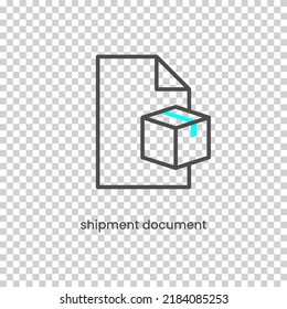 Vector Icon of shipment document. Vector illustration in dark color and transparent background (png).