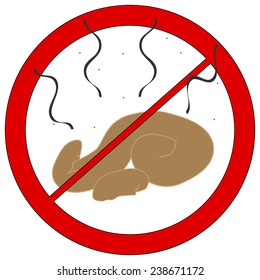 Vector icon. Shit prohibition sign. Isolated on white background.