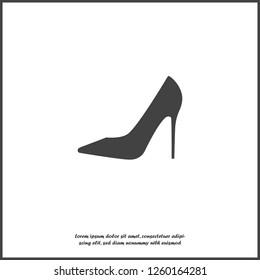 Vector icon of a shoe. Women's high-heeled shoes on white isolated background. Layers grouped for easy editing illustration. For your design.