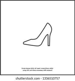 Vector icon of a shoe. Women's high-heeled shoes on white isolated background. Layers grouped for easy editing illustration. For your design.