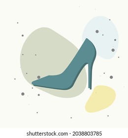 Vektorsymbol eines Schuhs. Frauenschuhe mit hohen Absätzen auf mehrfarbigem Hintergrund. Ebenen gruppiert für einfache Bearbeitungs-Illustration. Für Ihr Design.