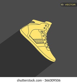 Vector icon shoes for training. Running shoe, sneaker. Flat design with long shadow.