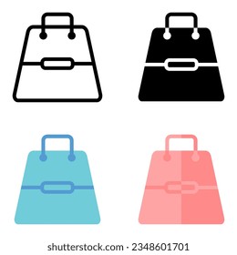 Vector icon shopping bag with liine, solid, and flat color style. Perfect for business icon.