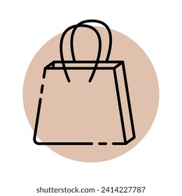 Vector icon shopping bag on the background of a beige circle