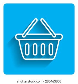 Vector icon of shopping basket on bright blue background
