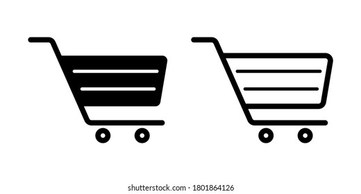 Vector Icon of shopping cart, flat icon design, cart icon with fill and outline.