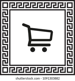 vector icon shopping cart in a frame with a Greek ornament