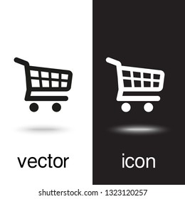 vector icon shopping cart on black and white background