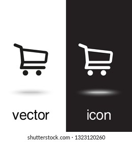 vector icon shopping cart on black and white background