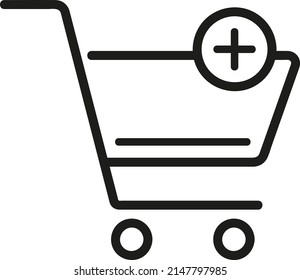 Vector icon of shopping cart on wheels; The editable illustration for button "Add to basket"