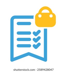 vector icon shopping list, combination of line style with solid style