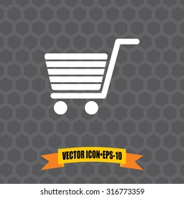 Vector Icon of Shopping Trolley on Dark Gray Background. Eps.10.