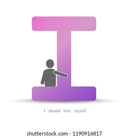 vector icon  I should love myself   illustration on white background,design