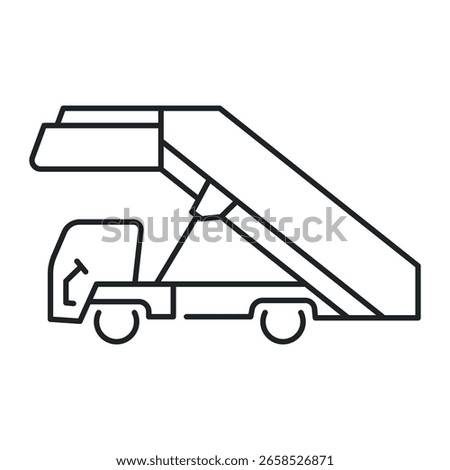 A vector icon showcasing airplane stairs, illustrating the equipment used for passengers to board and exit an aircraft. Ideal for travel-related graphics and digital media.