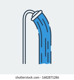 Vector icon of a shower tap and the water pouring from it. It represents a concept of showering, cleanliness, body protection. Also can be used as a logo
