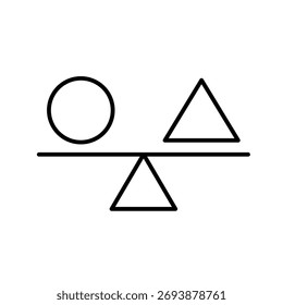 Ein Vektorsymbol mit ausgewogenen geometrischen Formen, die Geschlechtergleichheit und Fairness darstellen und im Linienstil mit bearbeitbarem Strich erstellt wurden