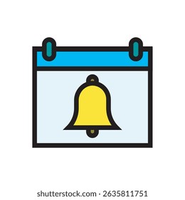 Vector icon showing a calendar with a bell, indicating reminders, notifications, or alert systems.