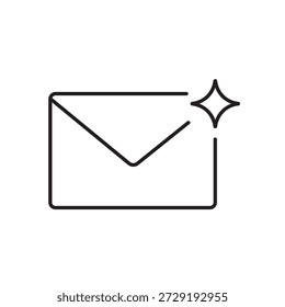 Um ícone de vetor mostrando um email ou caixa de entrada priorizados pelo AI, criados no estilo de linha com traço editável