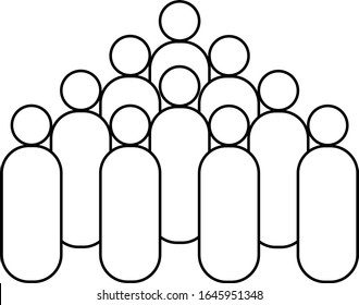 Vector icon showing a group of people arranged in hierarchy. Minimal concept for team work, leadership or hierarchy in an organization.