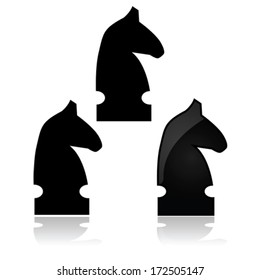 Vector icon showing a knight from a chess match, in different styles