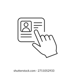 Vector icon showing a profile being clicked, symbolizing user selection, interaction, or navigation.