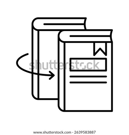 Vector icon showing two books in transition, symbolizing curriculum reform and the shift to modern education. Perfect for UI design, presentations, and educational content.