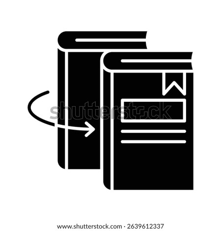 Vector icon showing two books in transition, symbolizing curriculum reform and the shift to modern education. Perfect for UI design, presentations, and educational content. Solid style.