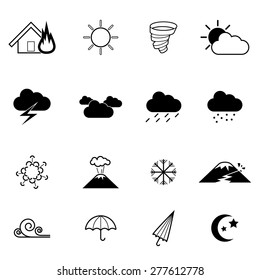 vector icon showing various natural disaster, flood,fire,tornado,earthquake
