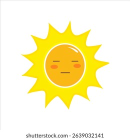 The vector icon shows a bright, round sun with a neutral, flat expression.