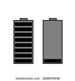 vector icon shows the cellphone battery is full and the cellphone battery is low.