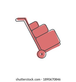 Vector icon shows the presence of porters.Vector icon baggage on cartoon style on white isolated background.