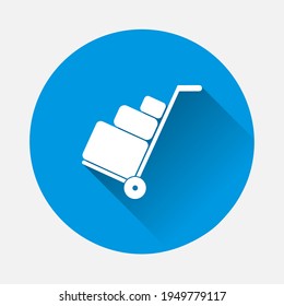 Vector icon shows the presence of porters.Vector icon baggage icon on blue background. Flat image with long shadow.
