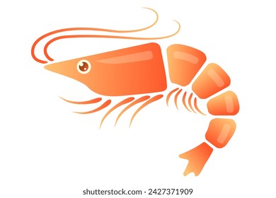 Vector icon of shrimp for Asian food. Vector illustration of shrimp in flat style.