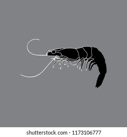 vector, icon, shrimp silhouette on a gray background