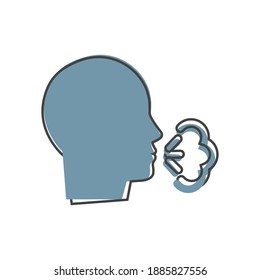 Vector icon sick man coughs and sneezes on cartoon style on white isolated background.