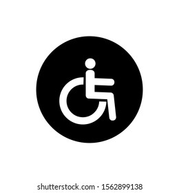 Vector icon of a sick person in a wheelchair. Disabled symbol