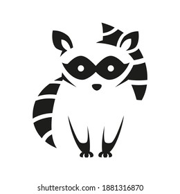 Vector icon sign emblem symbol of racoon character, negative space stencil style animal nature illustration design for nature veterinary logo, isolated wildlife branding logotype graphic element