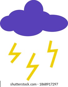 vector icon sign purple thundercloud with lightning warning forecast electricity