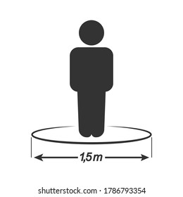 Icono vector, signo de distancia social. Diseño plano aislado sobre fondo blanco