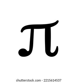 Símbolo de signo de icono del vector pi. La caligrafía de tinta es el valor matemático de Pi 3.14. Ilustración aislada sobre fondo blanco. Alfabeto griego.