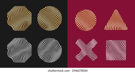 Vector Icon Sign Wavy Circle Triangle Rectangle And X Game Button