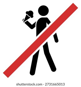 Vector icon or signage to ban eating while walking for politeness issue
