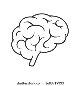Vector icon, silhouette of the brain. An empty polygon isolated on a white background. Simple flat stock illustration.

