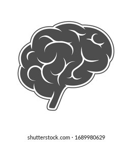 Vector icon, silhouette of the brain. Simple flat stock illustration.
