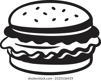Vector icon of silhouette burger