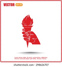 Vector icon  silhouette of a hand with a torch