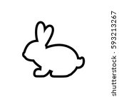 Vector icon with silhouette of rabbit. White bunny with black contour  isolated on white  background. Easter bunny. Flat design.